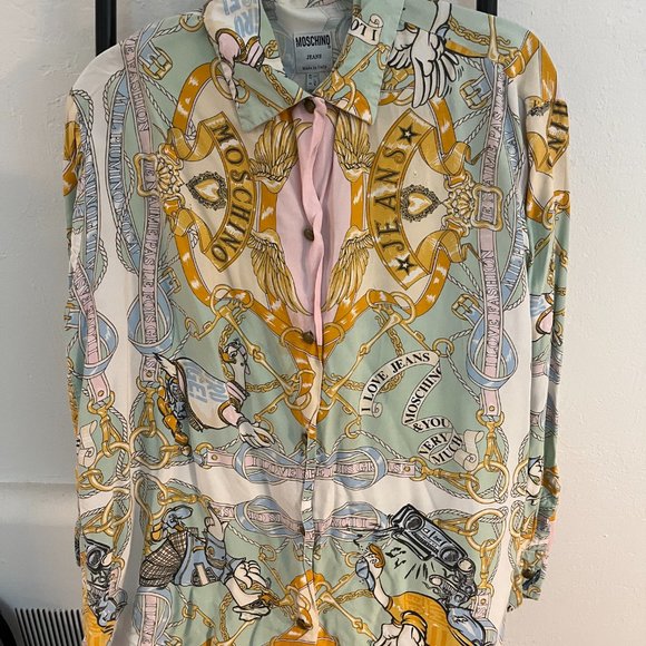 Moschino duck print, worn by Rihanna, VTG print duck Moschino Blouse sz 8 - Picture 10 of 10